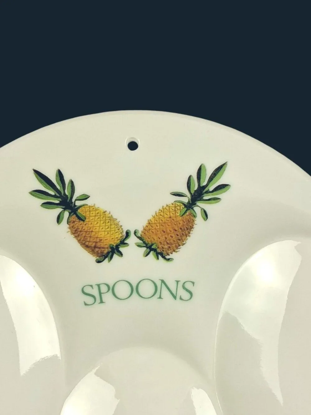 3 Slot Pineapple Ceramic Spoon Rest - White - Thailand - Beachy - Tropical - Picture 2 of 4